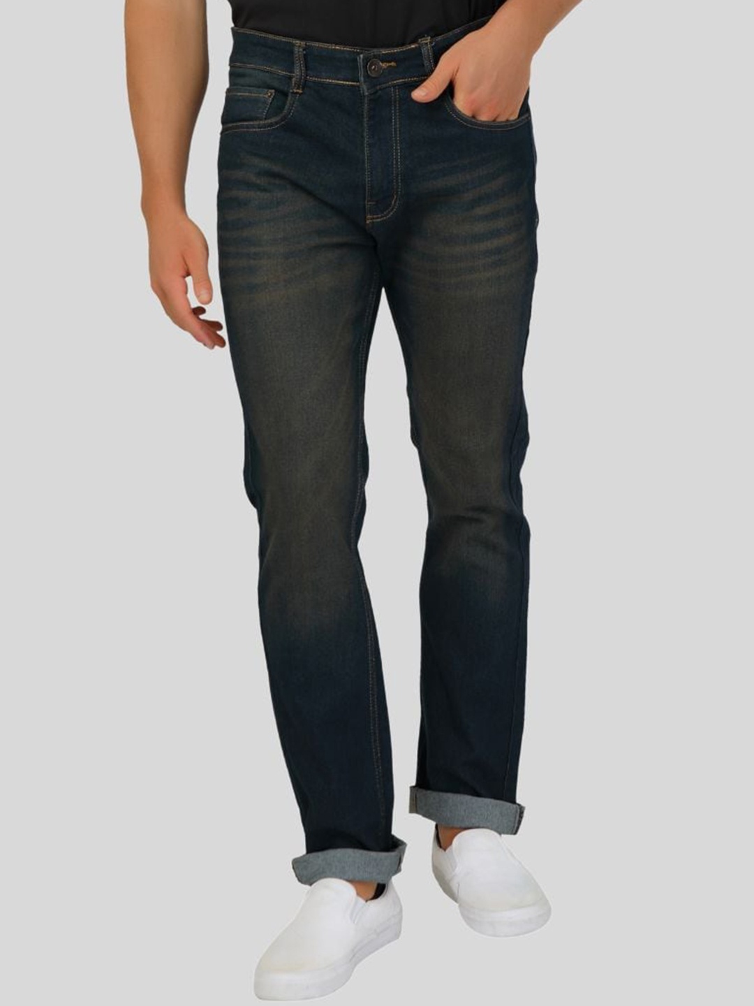 

Ben Martin Men Ben Slim Fit Clean Look Light Fade Stretchable Jeans, Brown