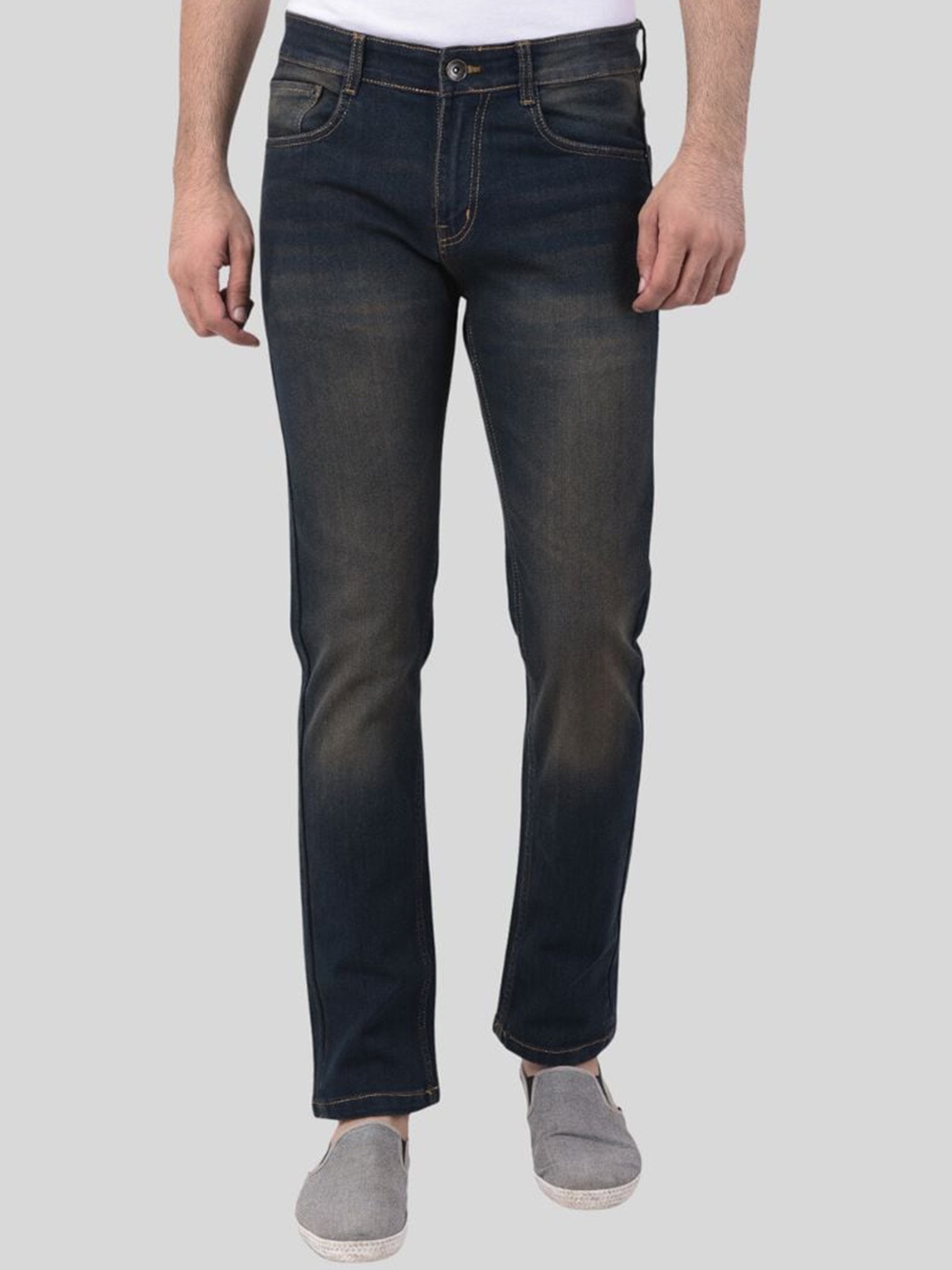 

Ben Martin Men Ben Slim Fit Clean Look Heavy Fade Stretchable Jeans, Brown