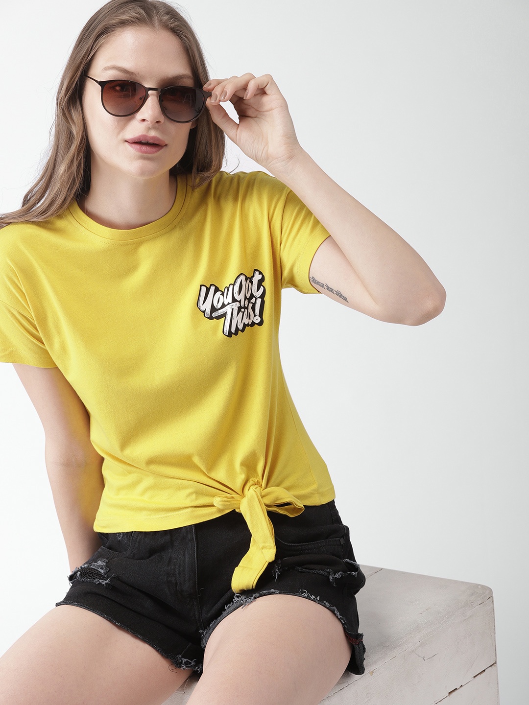 

Mast & Harbour Women Yellow Printed Top
