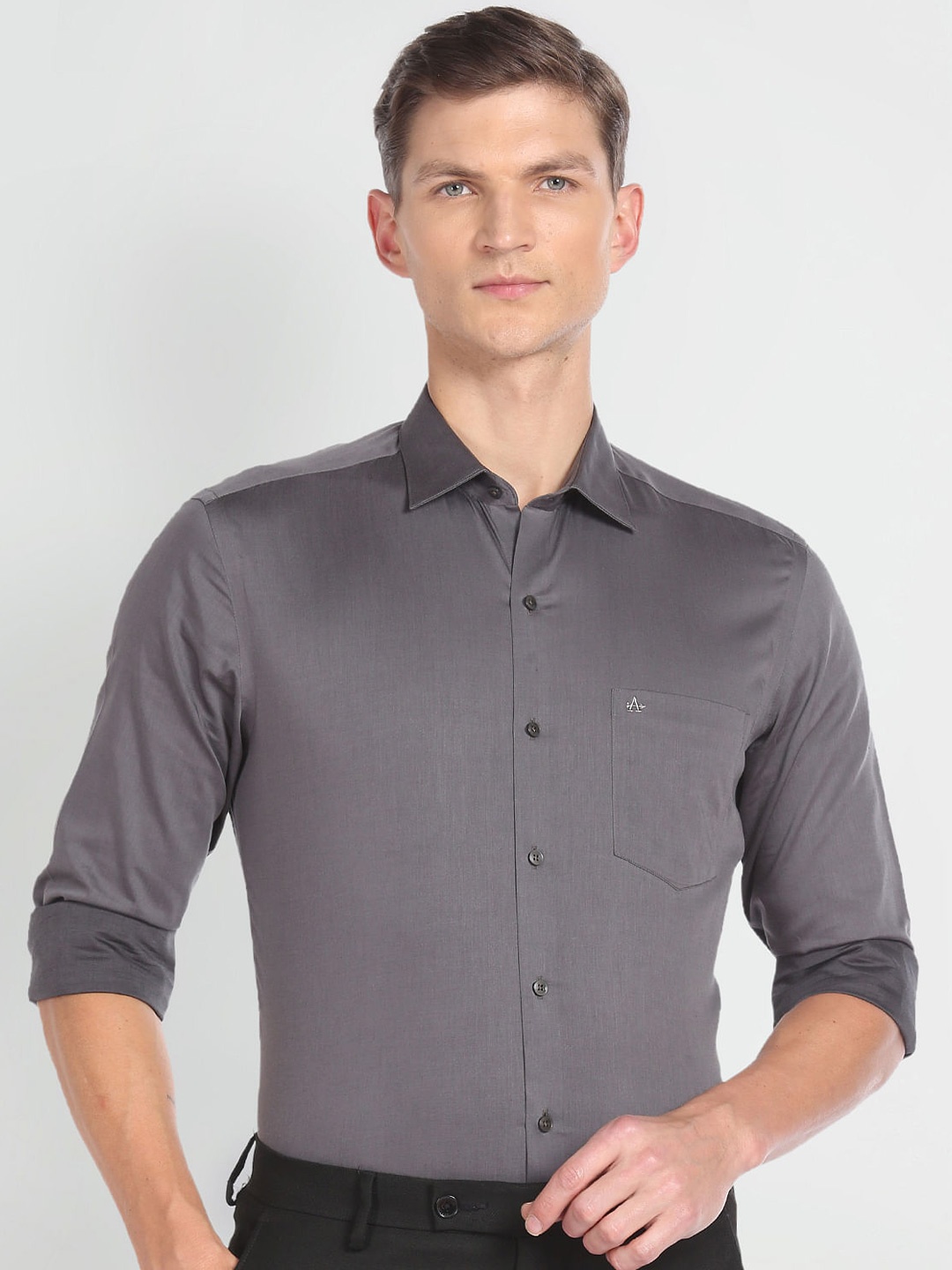 

Arrow Slim Fit Pure Cotton Formal Shirt, Grey