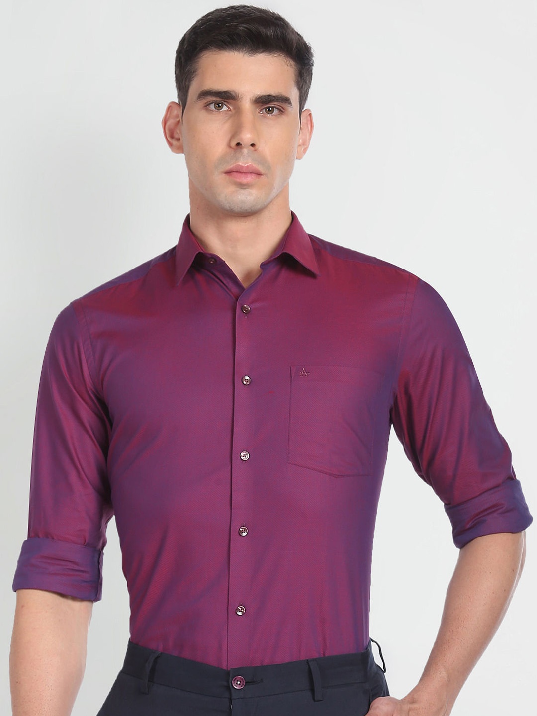 

Arrow Spread Collar Pure Cotton Formal Shirt, Purple