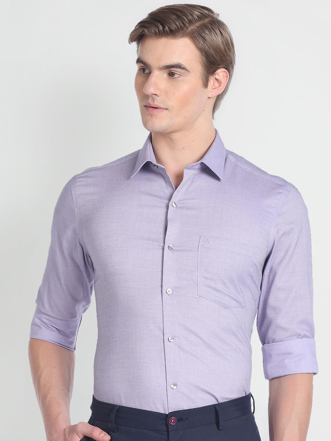 

Arrow Slim Fit Spread Collar pure Cotton Formal Shirt, Lavender