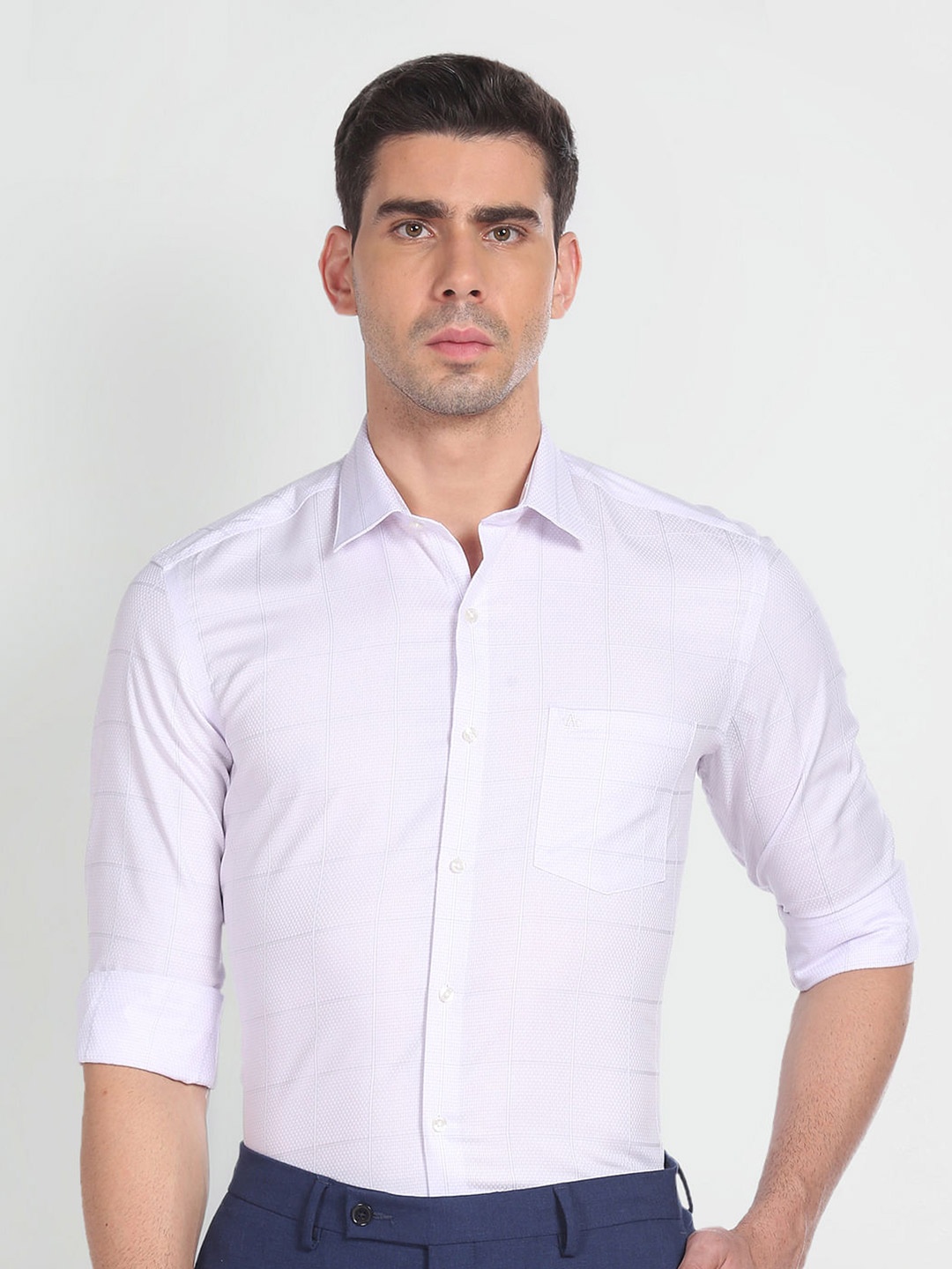 

Arrow Spread Collar Pure Cotton Formal Shirt, Purple