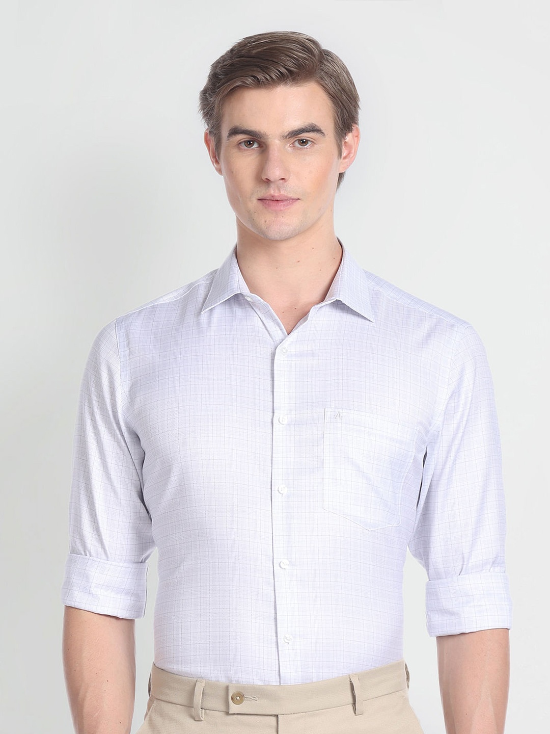 

Arrow Tartan Checked Pure Cotton Formal Shirt, Grey