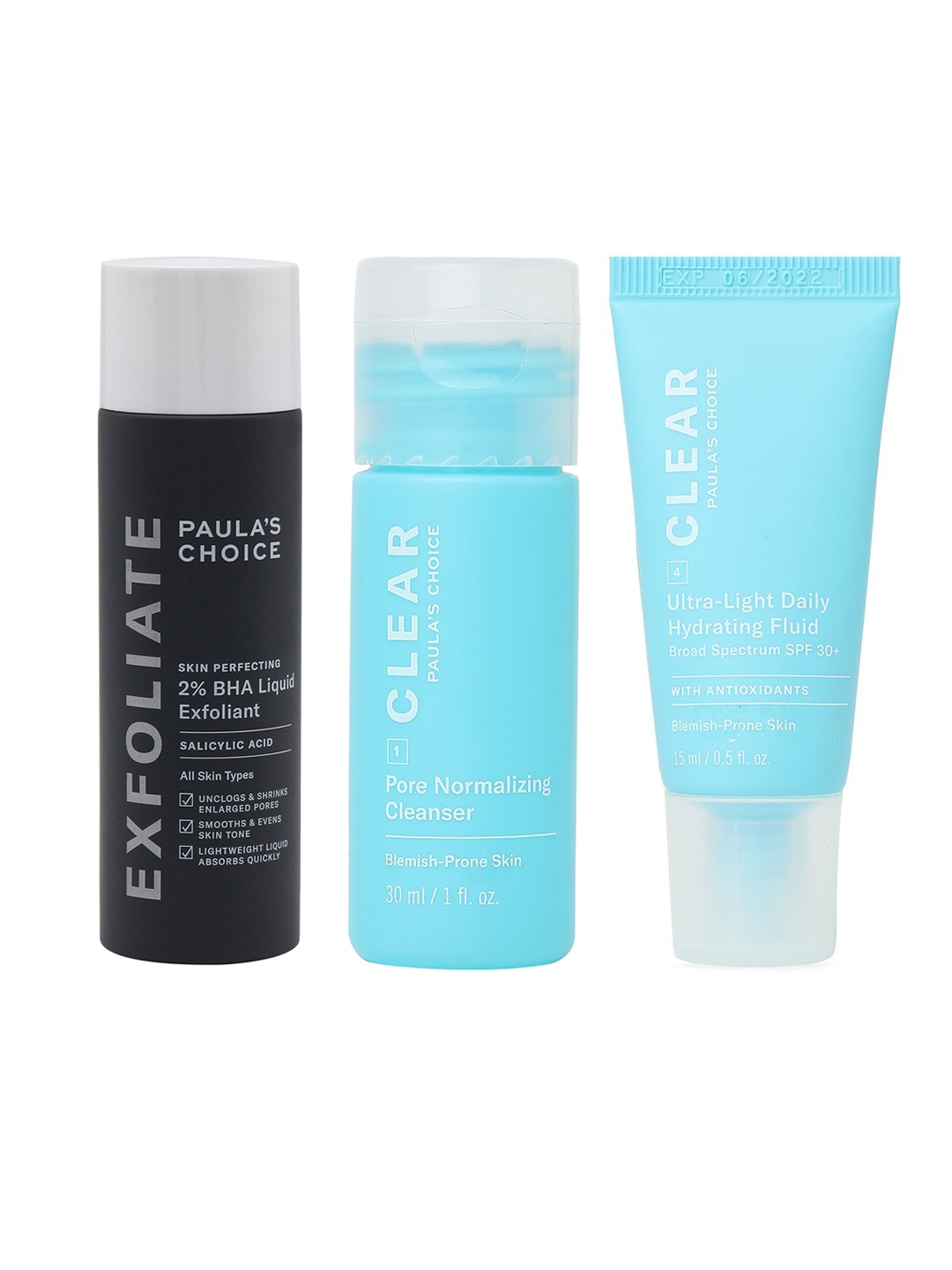 

Paulas Choice Skin Care Combo - Exfoliant Liquid + Face Cleanser + Face Moisturizer, Black