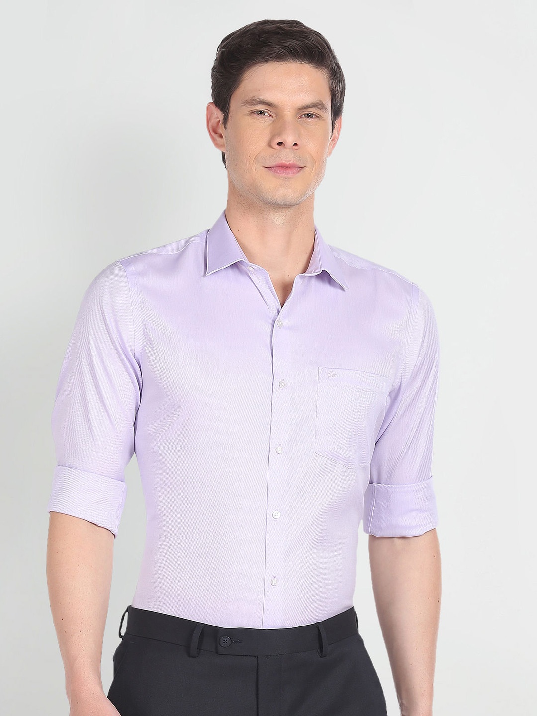 

Arrow Spread Collar Long Sleeves Pure Cotton Formal Shirt, Lavender