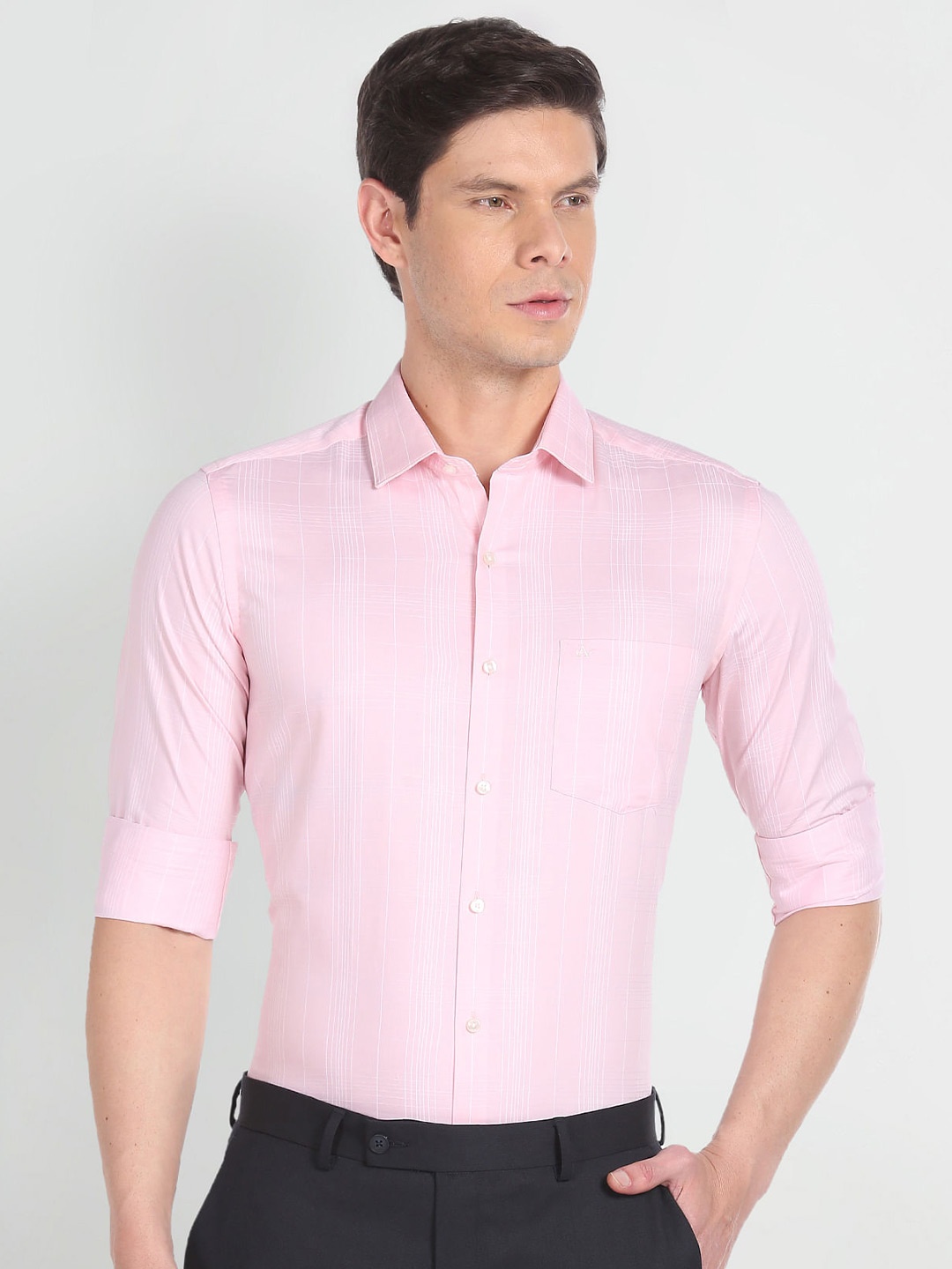 

Arrow Tartan Checked twill Pure Cotton Formal Shirt, Pink