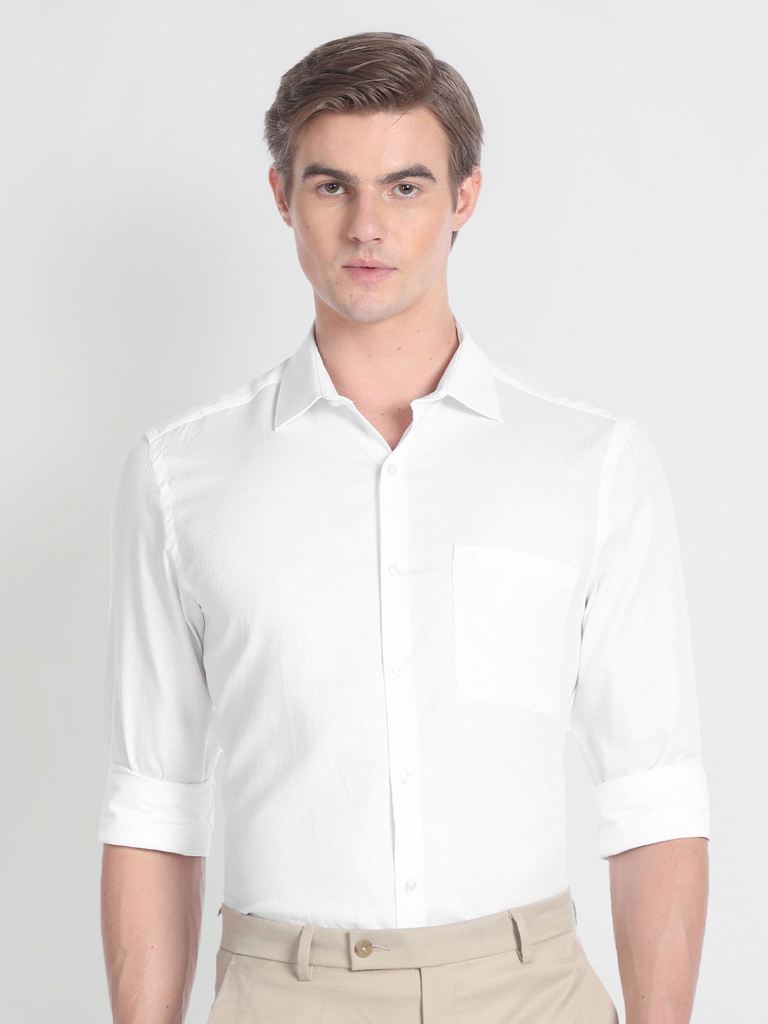 

Arrow Spread Collar Pure Cotton Formal Shirt, White