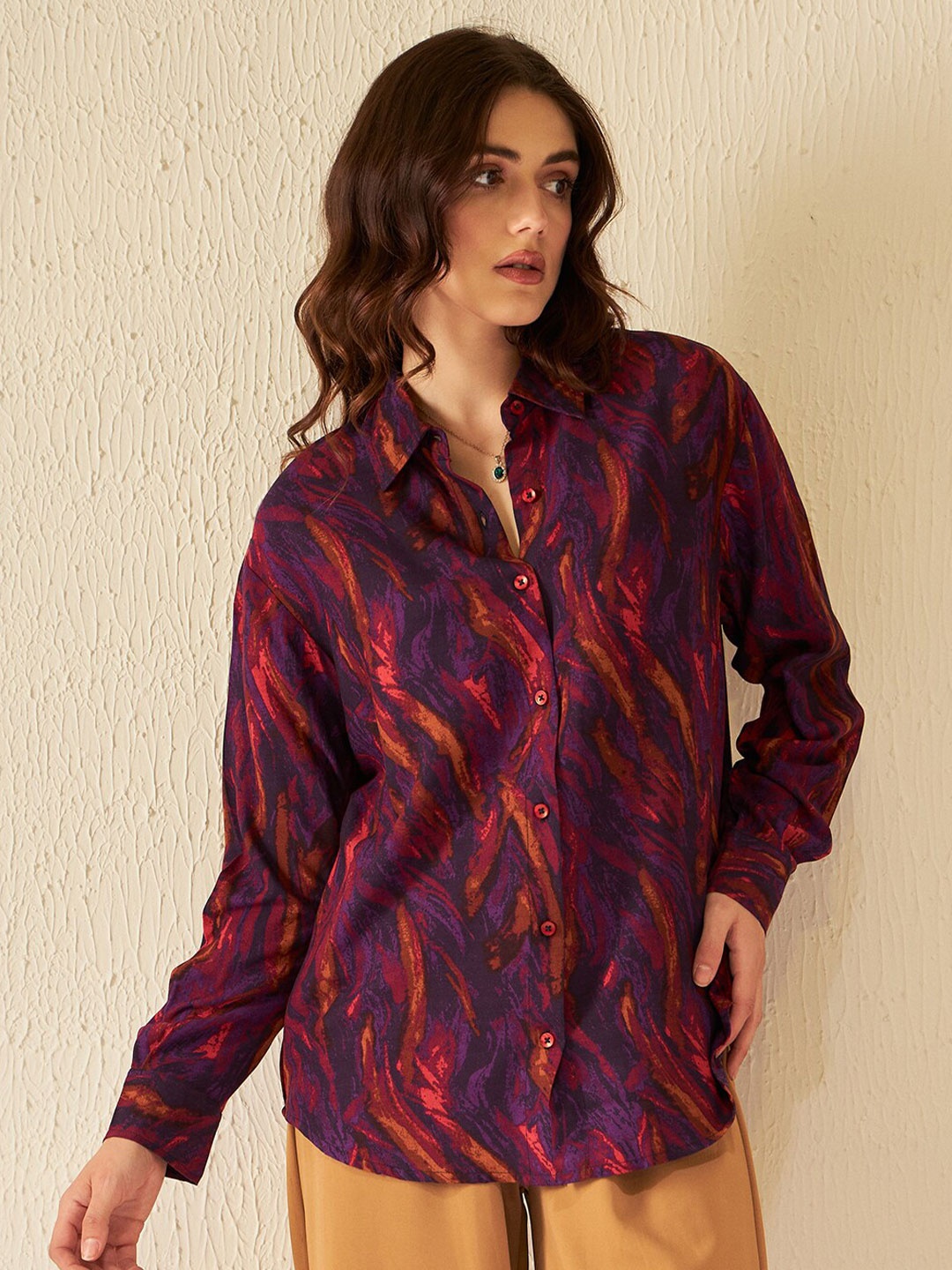 

DENNISON Smart Abstract Printed Casual Shirt, Purple