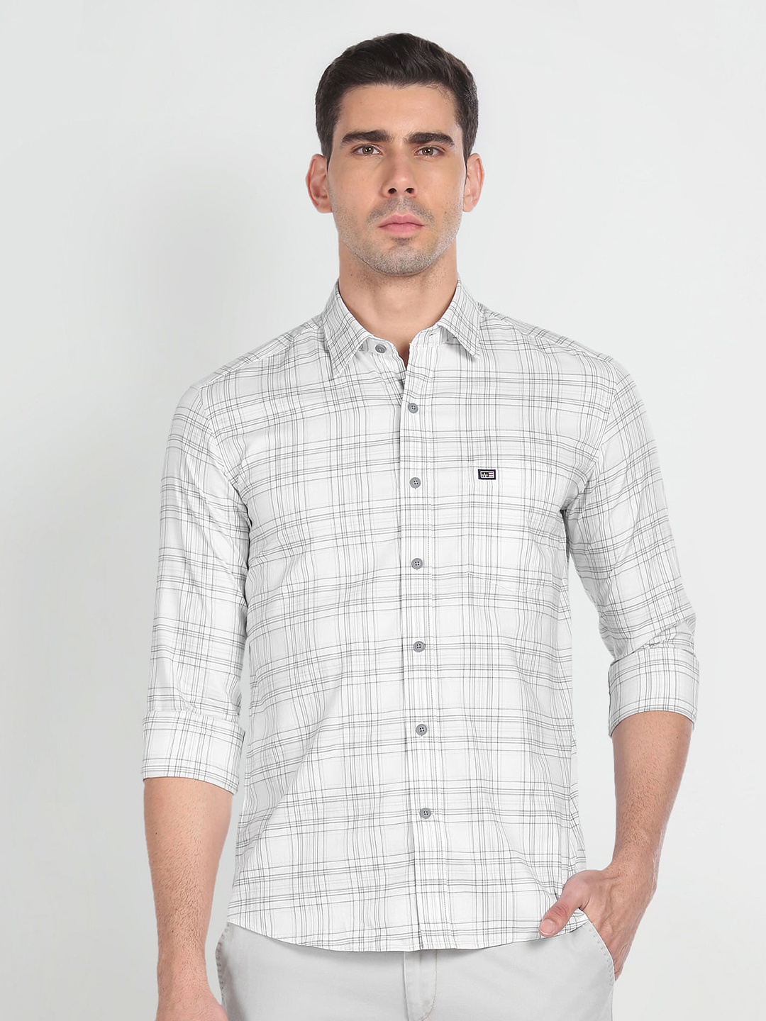 

Arrow Sport Tartan Checks Slim Fit Cotton Casual Shirt, White