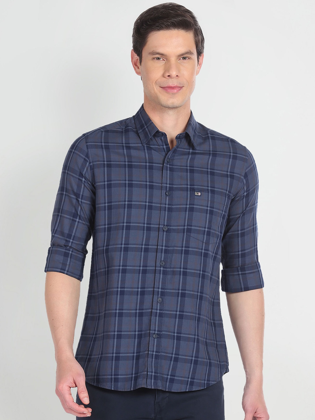 

Arrow Sport Tartan Checked Slim Fit Cotton Casual Shirt, Blue