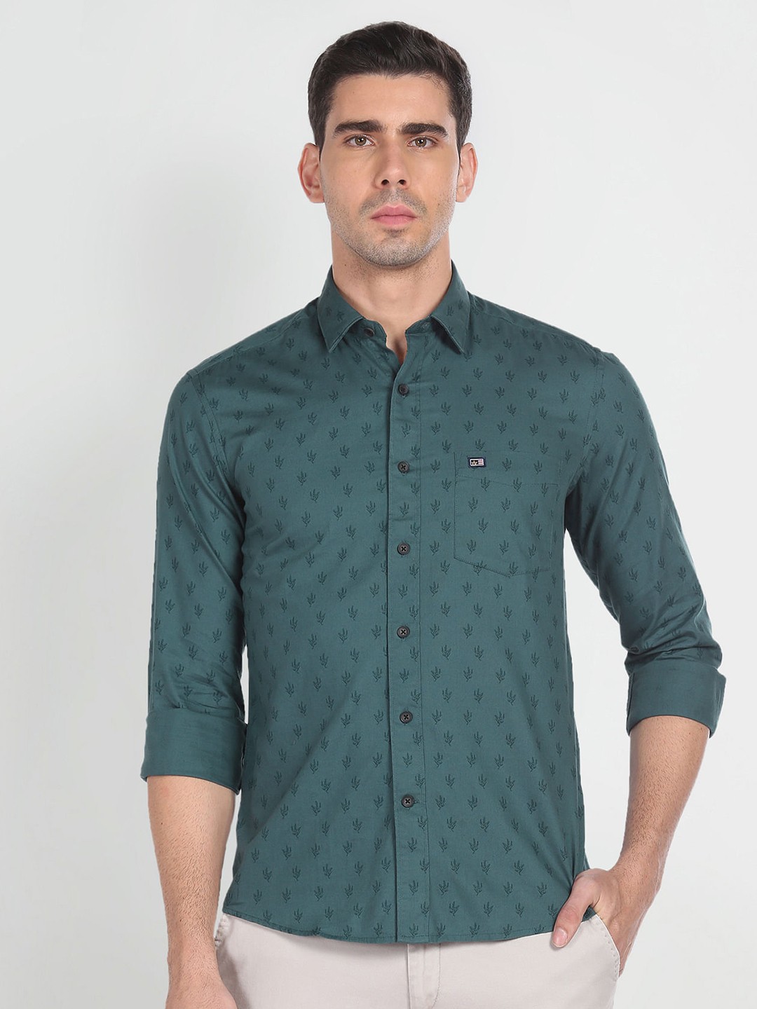 

Arrow Sport Conversational Printed Slim Fit Cotton Casual Shirt, Green