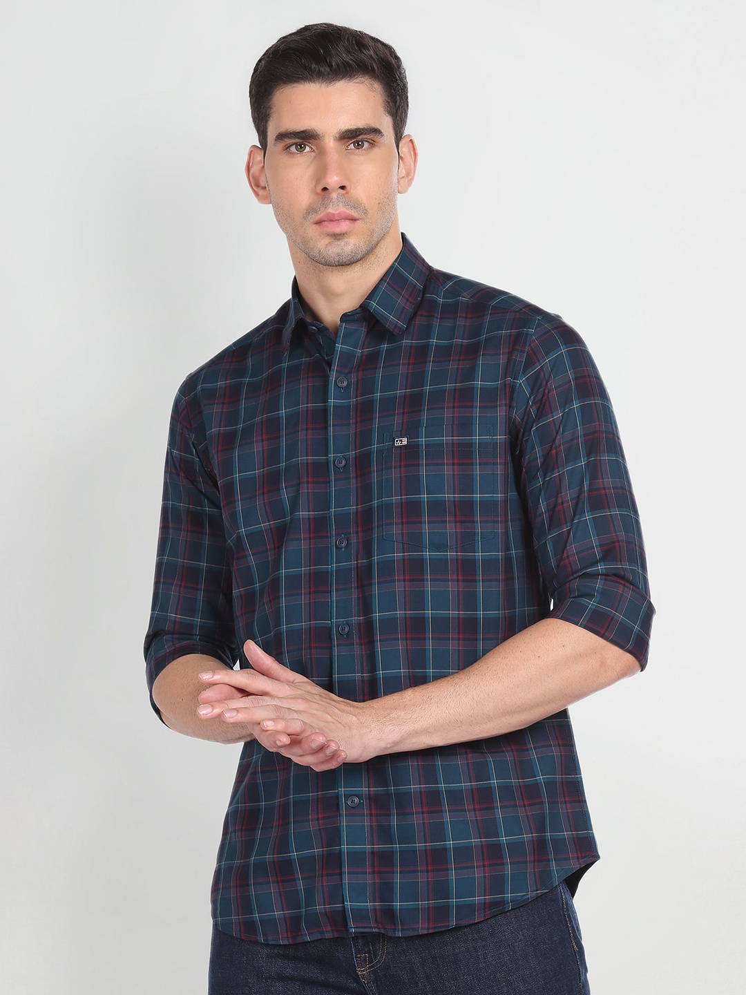 

Arrow Sport Tartan Checked Slim Fit Cotton Casual Shirt, Blue