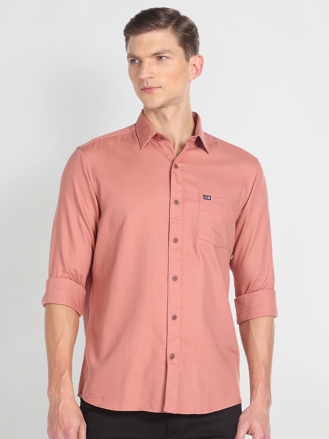 

Arrow Sport Slim Fit Opaque Pure Cotton Casual Shirt, Peach