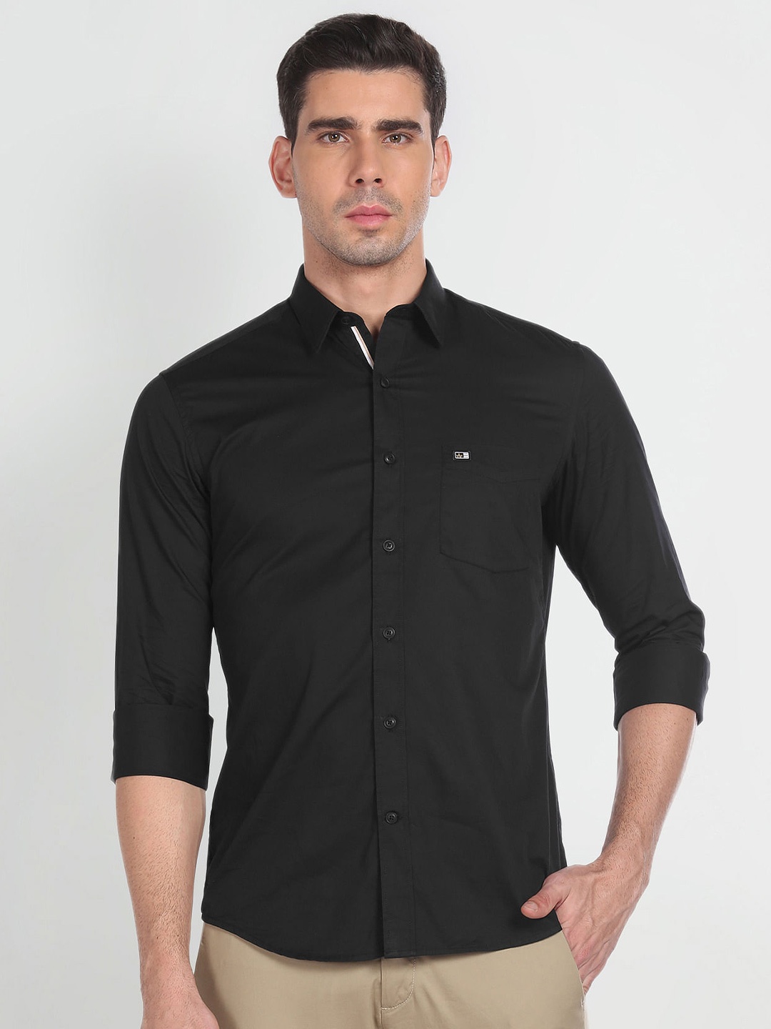 

Arrow Sport Shirt Collar Slim Fit Cotton Casual Shirt, Black