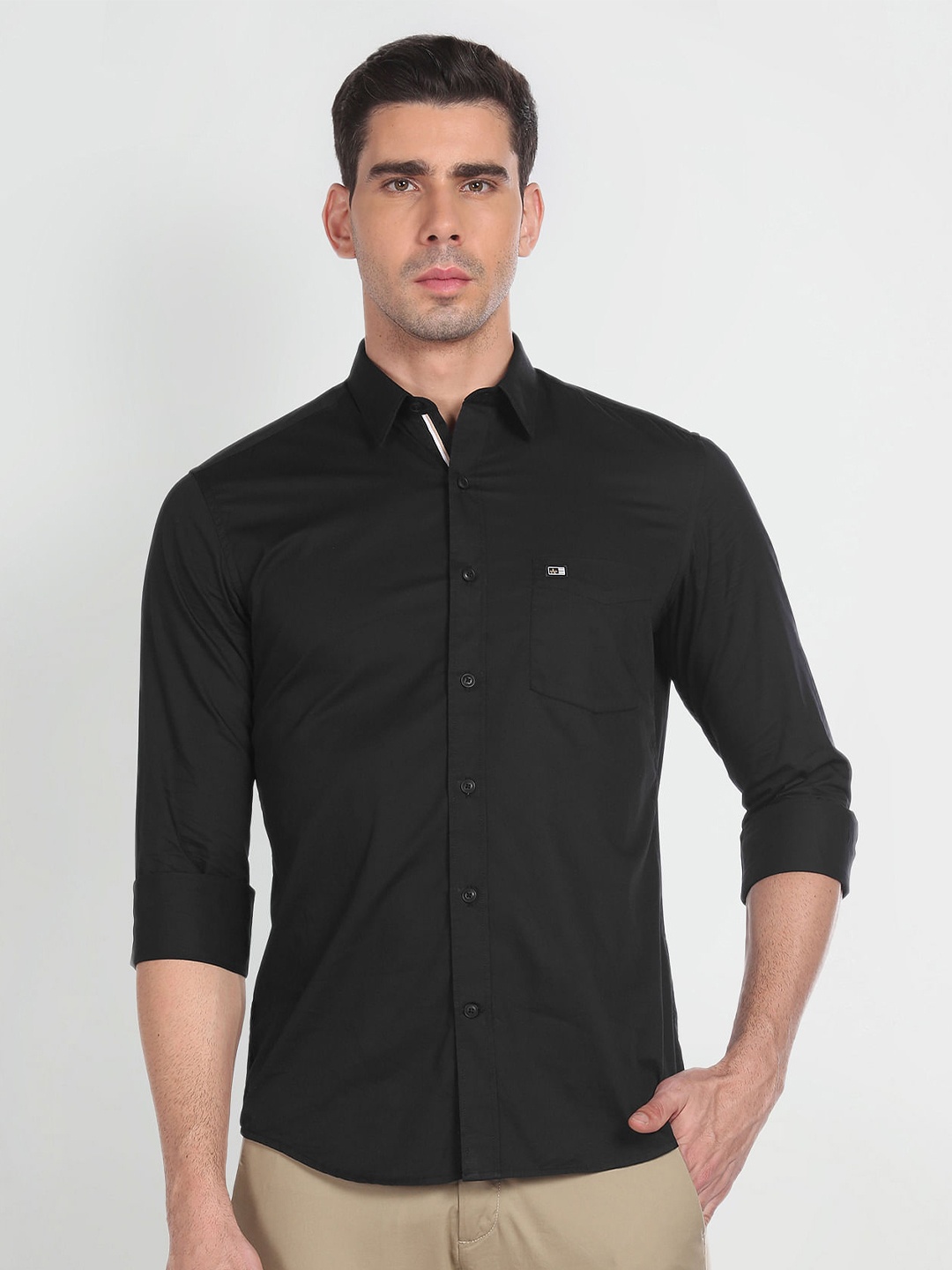 

Arrow Sport Shirt Collar Slim Fit Cotton Casual Shirt, Black