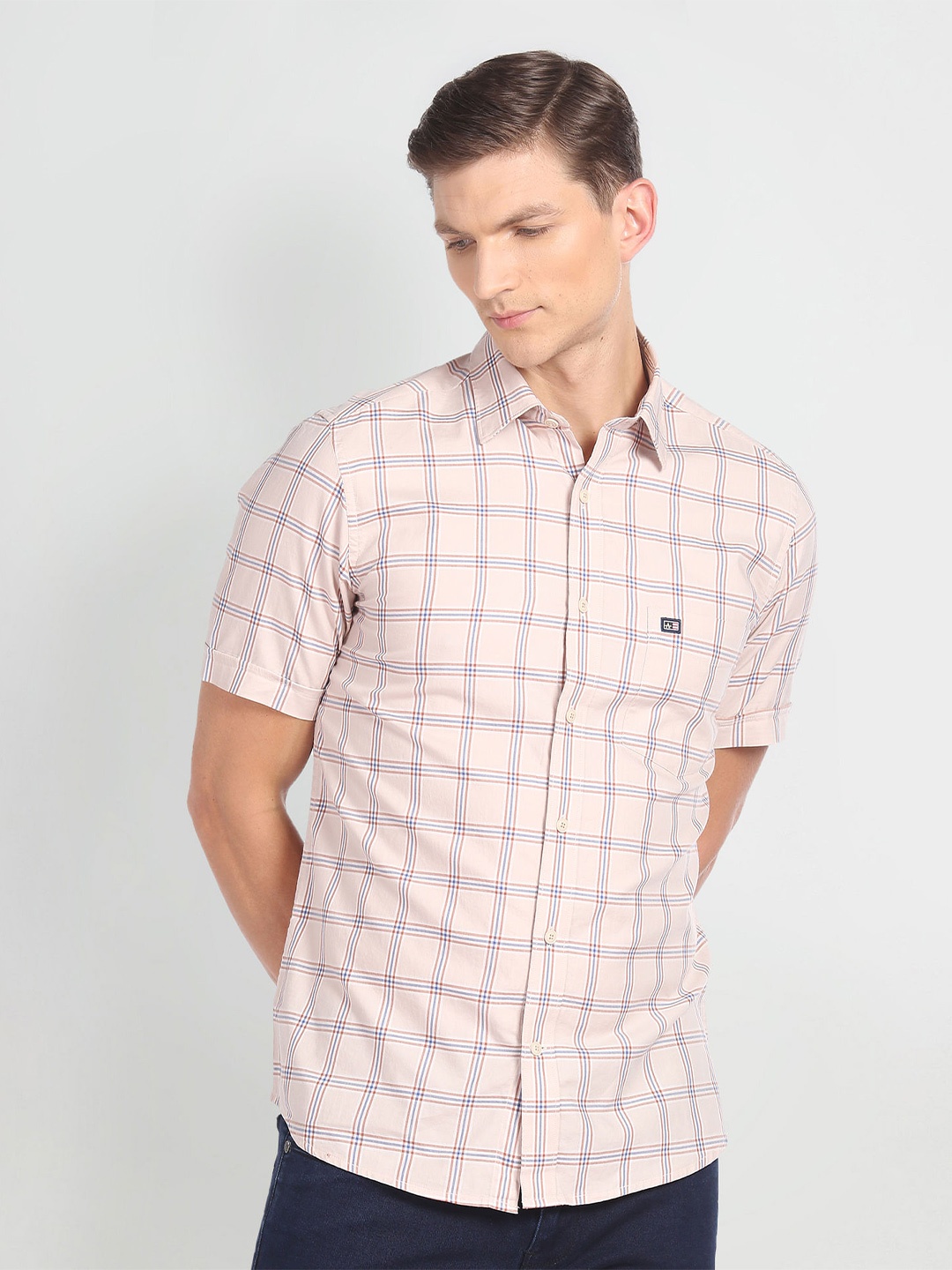 

Arrow Sport Checked Pure Cotton Casual Shirt, Beige