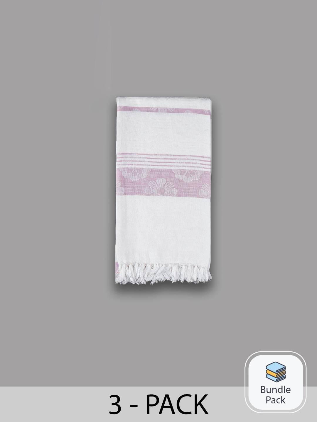 

Ramraj White & Blue 3 Pieces Printed Pure Cotton 150GSM Bath Towels