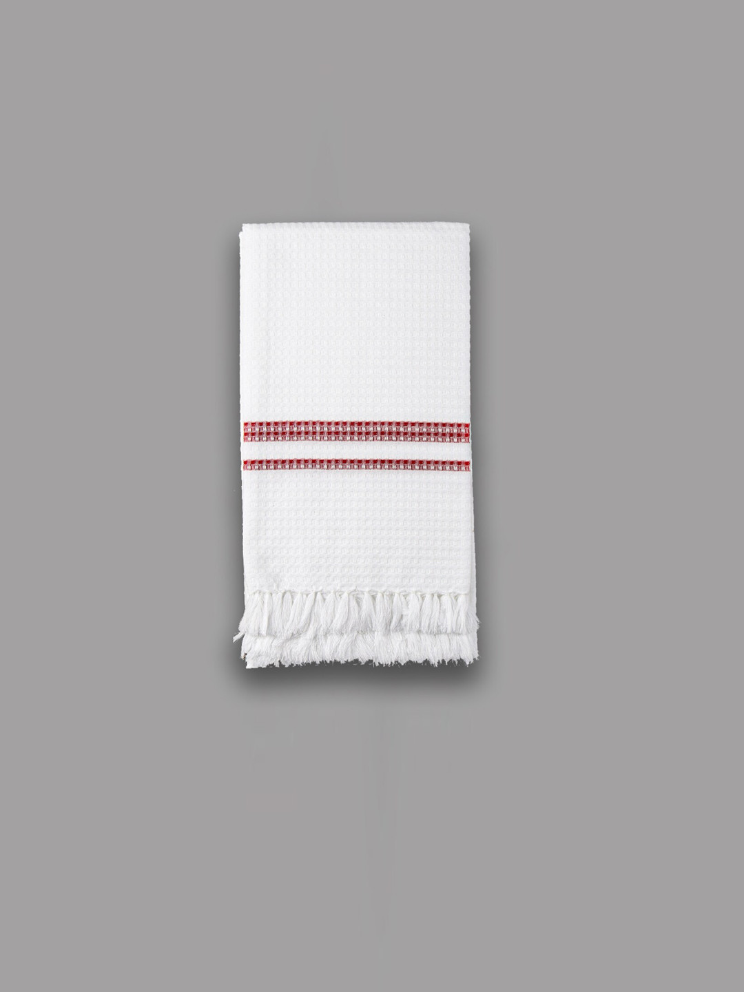 

Ramraj 3 Pcs White & Red Dobby Pure Cotton 150 GSM Bath Towels
