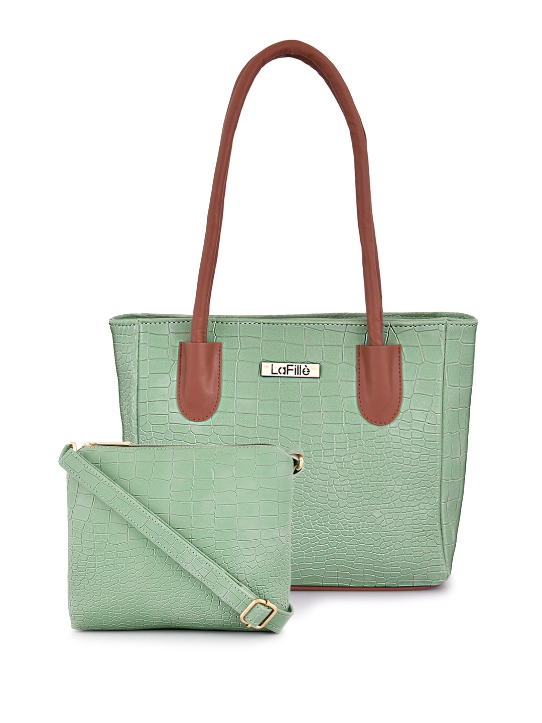 

LaFille Set Of 2 PU Structured Handheld Bag, Green