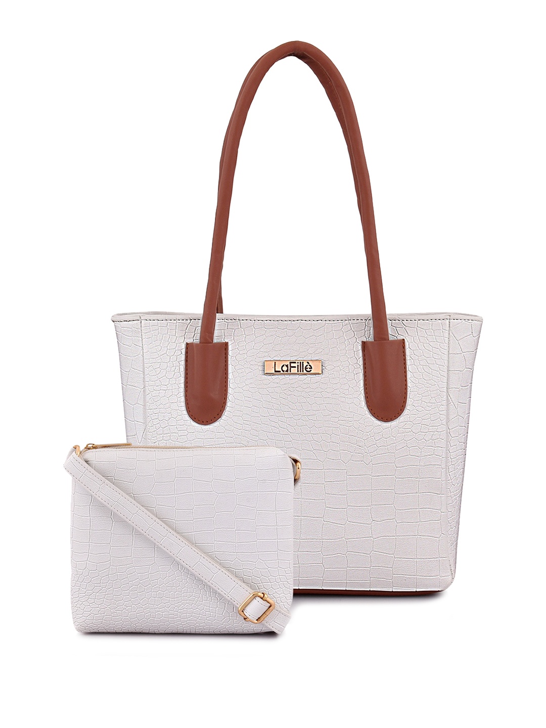 

LaFille Set of 2 PU Structured Handbags, White