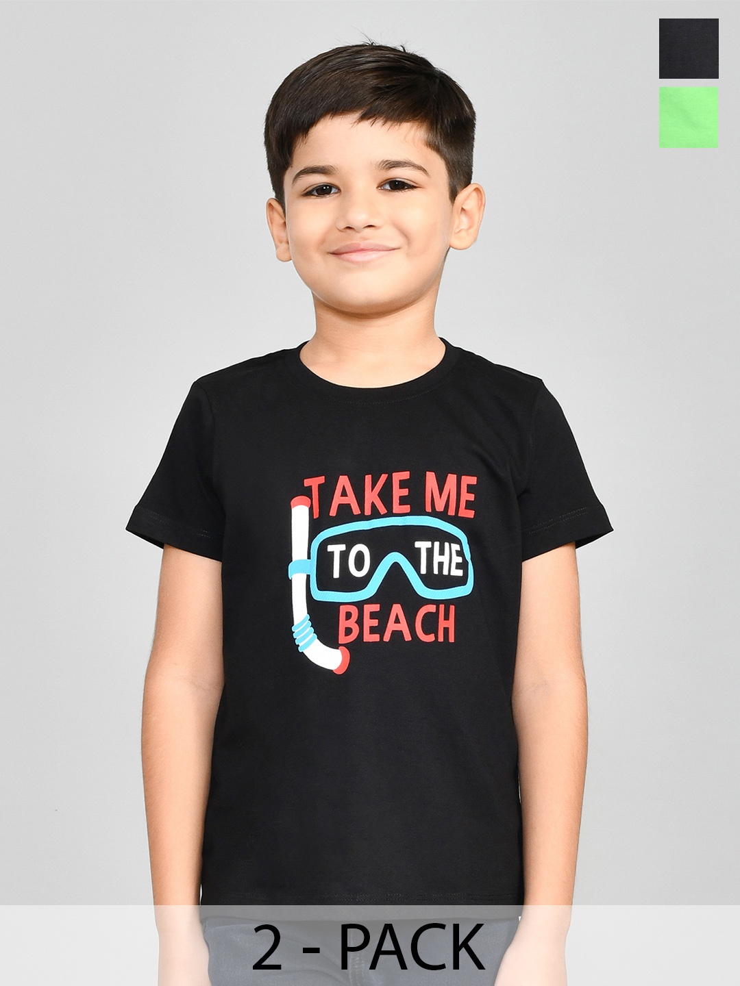 

Lux Cozi Boys Pack Of 2 Printed T-shirt, Black