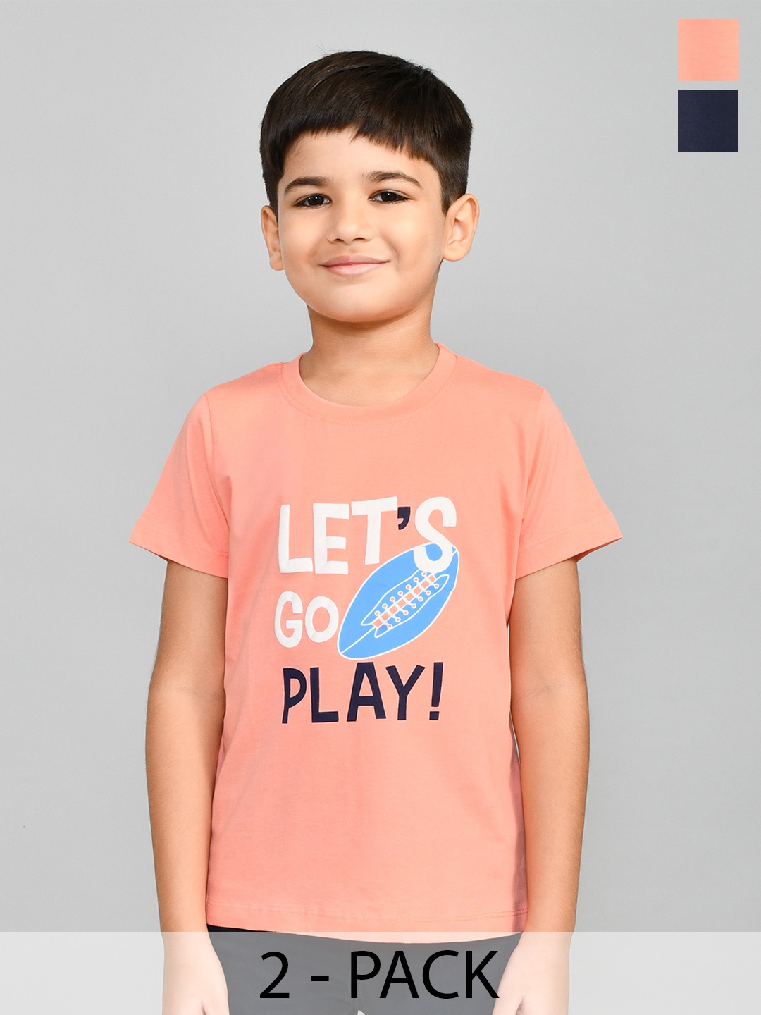 

Lux Cozi Boys Pack Of 2 Printed Pure Cotton T-shirt, Navy blue