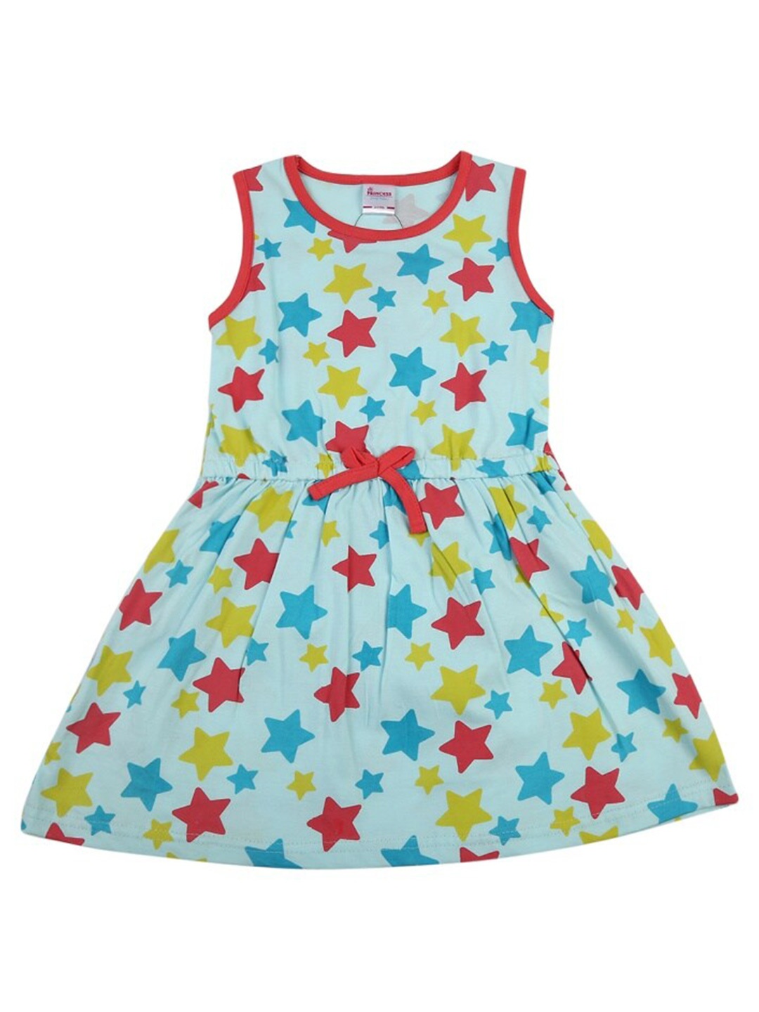 

V-Mart Girls Geometric Printed Cotton A-Line Dress, Blue