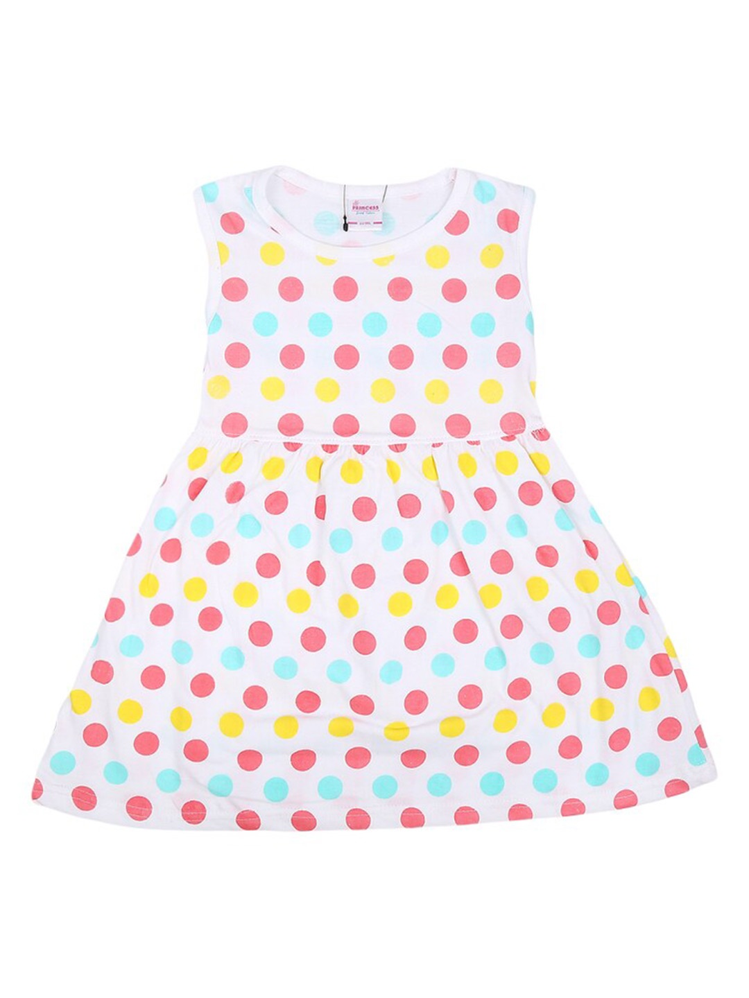 

V-Mart Girls Polka Dot Printed Cotton A-Line Dress, White
