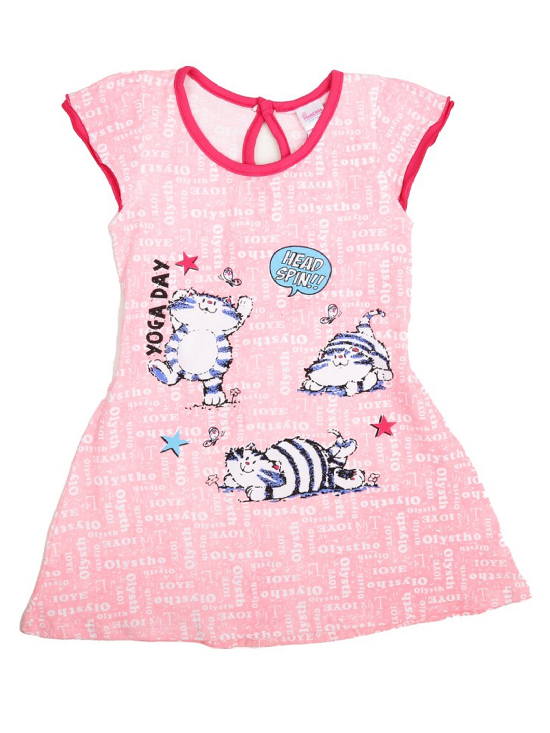 

V-Mart Girls Graphic Printed Cotton Casual A-Line Dress, Pink