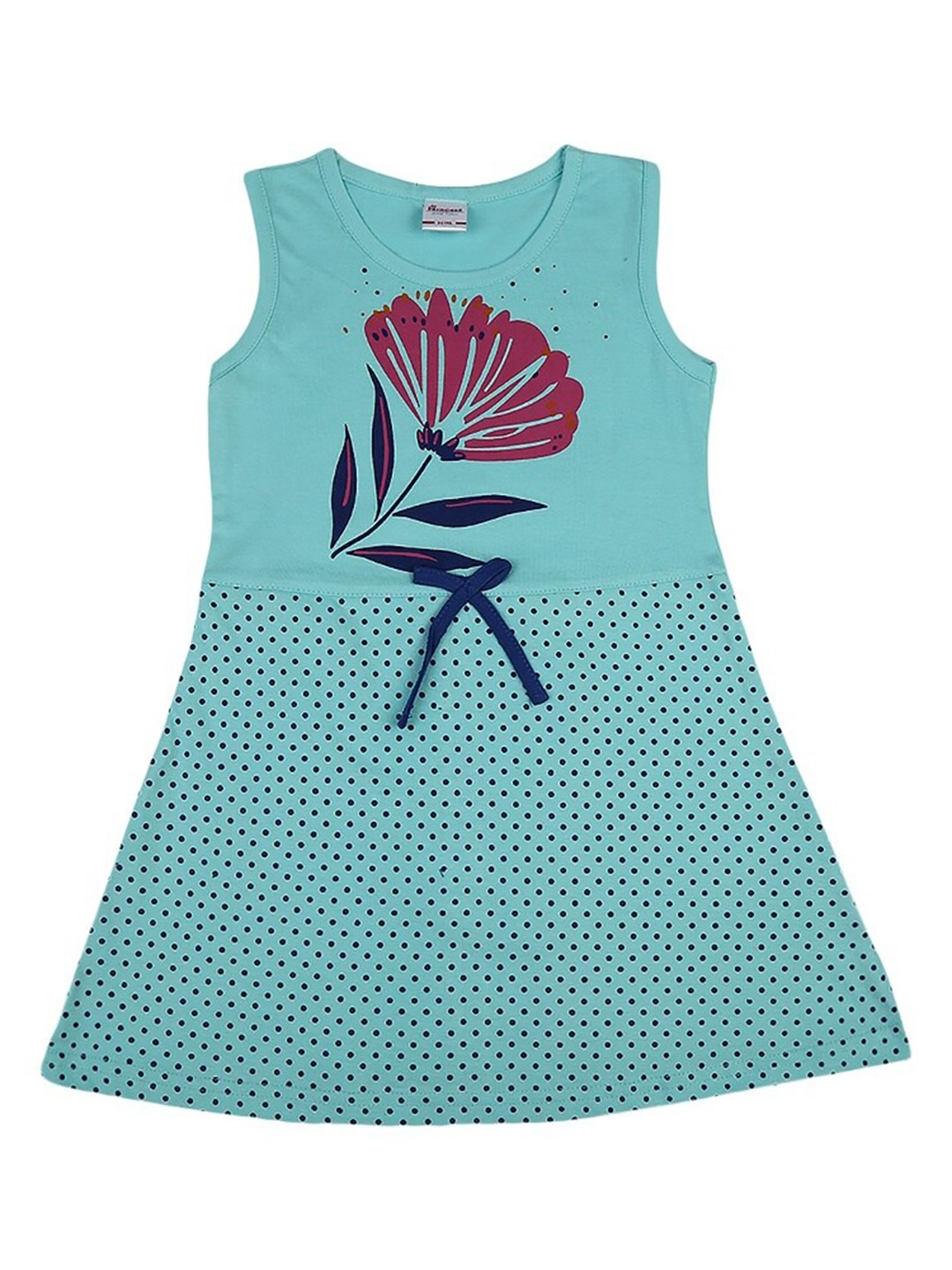 

V-Mart Girls Floral Printed Sleeveless Cotton Casual A-Line Dress, Green