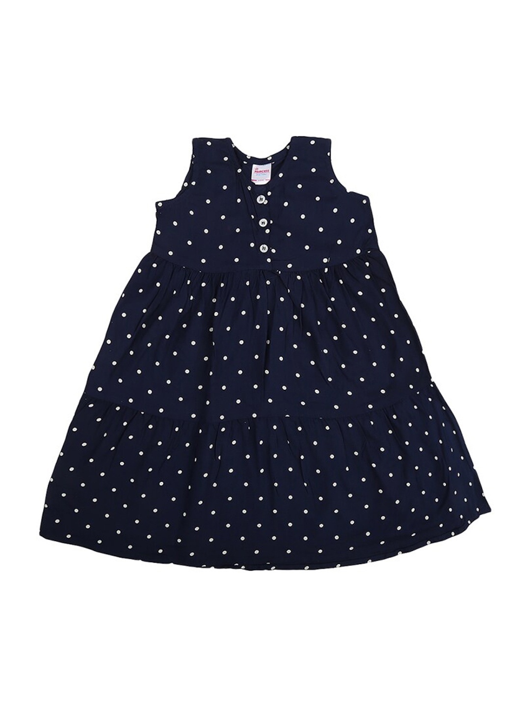 

V-Mart Girls Polka Dot Printed A-Line Dress, Blue