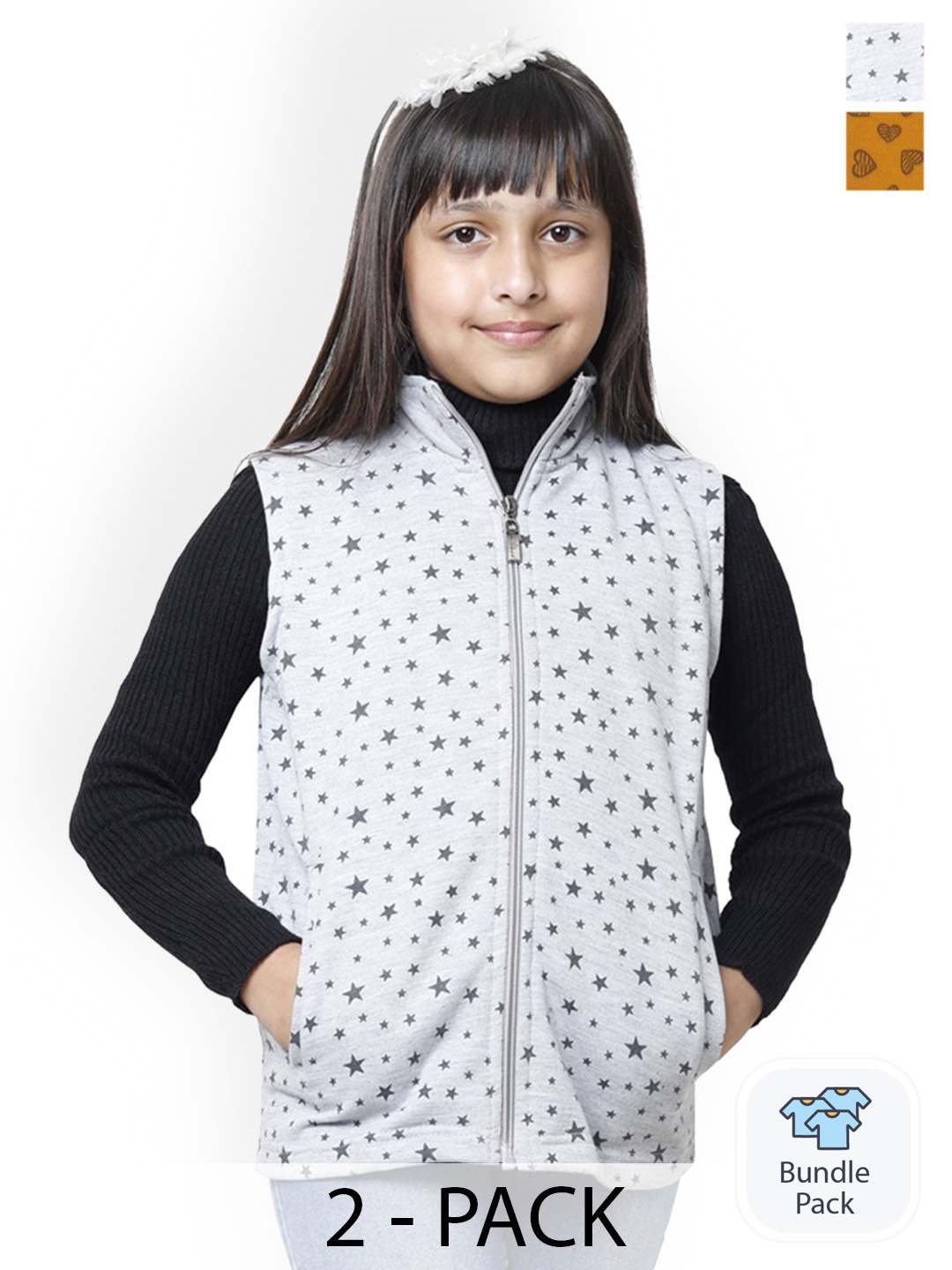 

BAESD Girls Pack Of 2 Floral Fleece Lightweight Longline Tailored Jacket With Embroidered, Multi