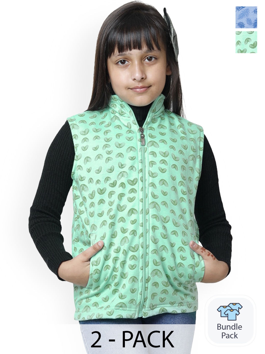

BAESD Girls Pack Of 2 Floral Lightweight Open Front Jacket, Navy blue