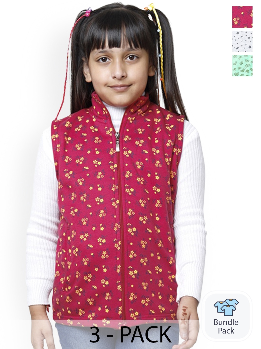 

BAESD Girls Pack Of 3 Floral Lightweight Open Front Jacket, Pink