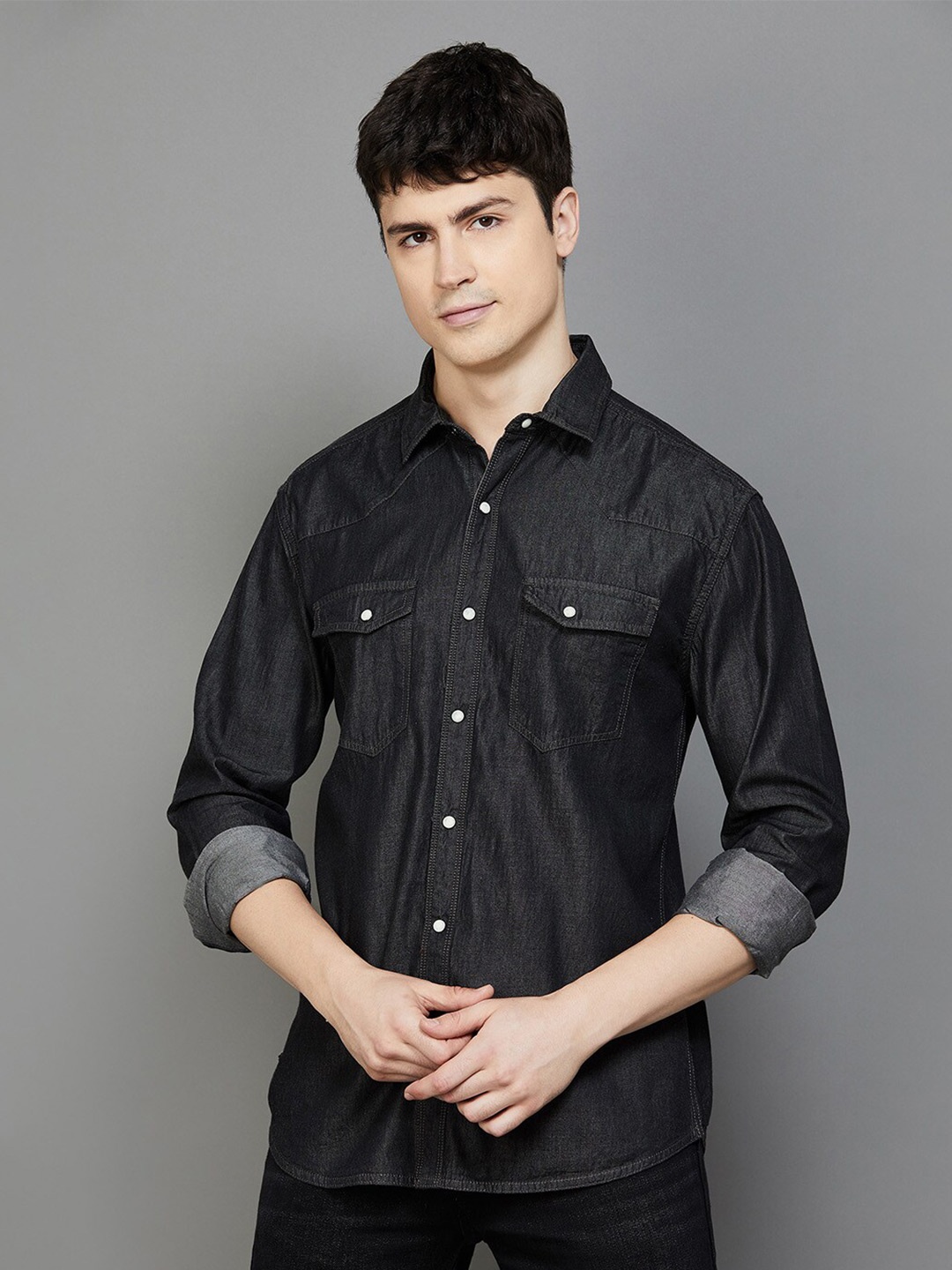 

Forca by Lifestyle Men Cotton Casual Shirt, Black