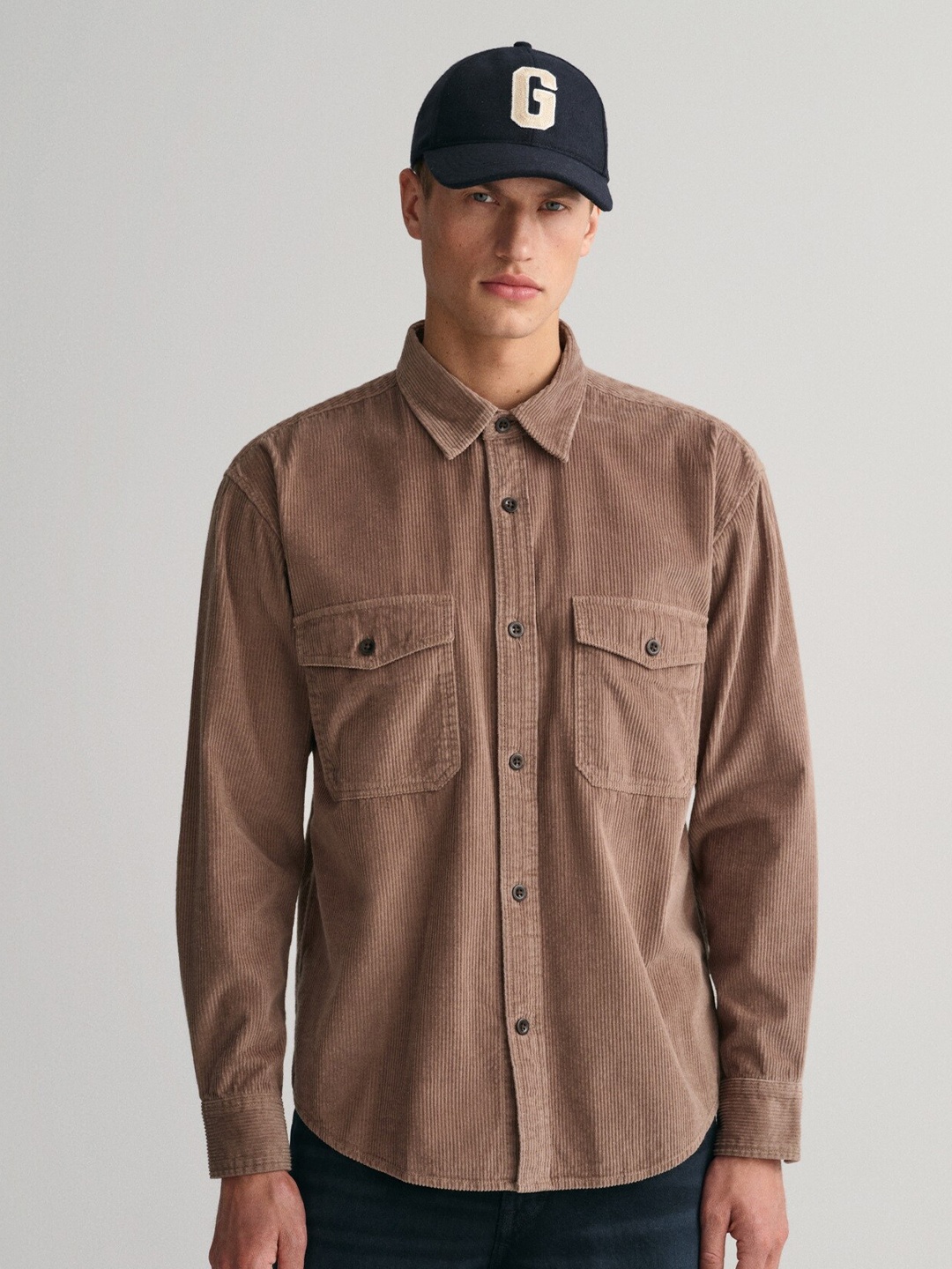 

GANT Relaxed Fit Solid Corduroy Casual Shirt, Brown