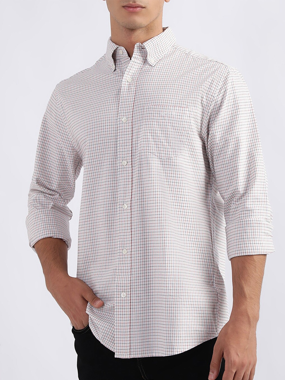 

GANT Checked Button-Down Collar Casual Shirt, White