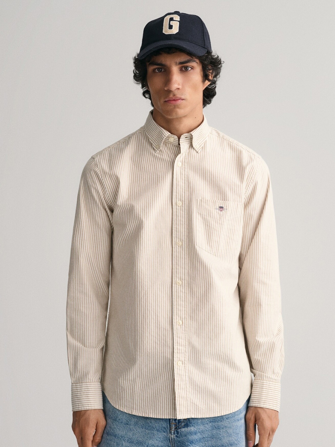 

GANT Opaque Striped Cotton Casual Shirt, Brown