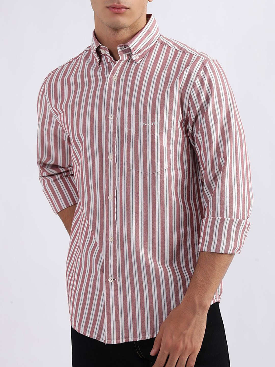 

GANT Regular Fit Button Down Striped Shirts, Red