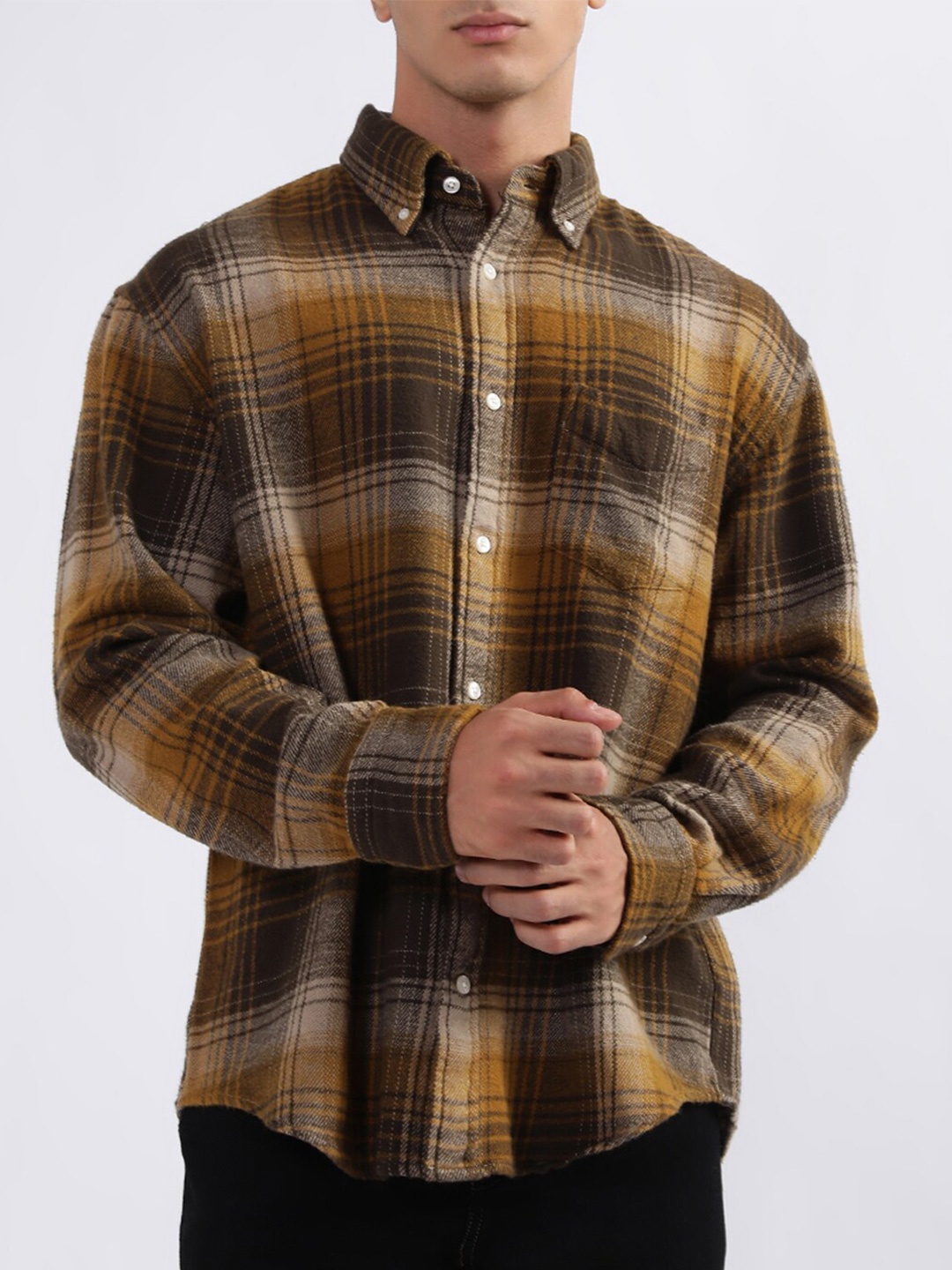 

GANT Relaxed Fit Checked Flannel Casual Shirt, Brown