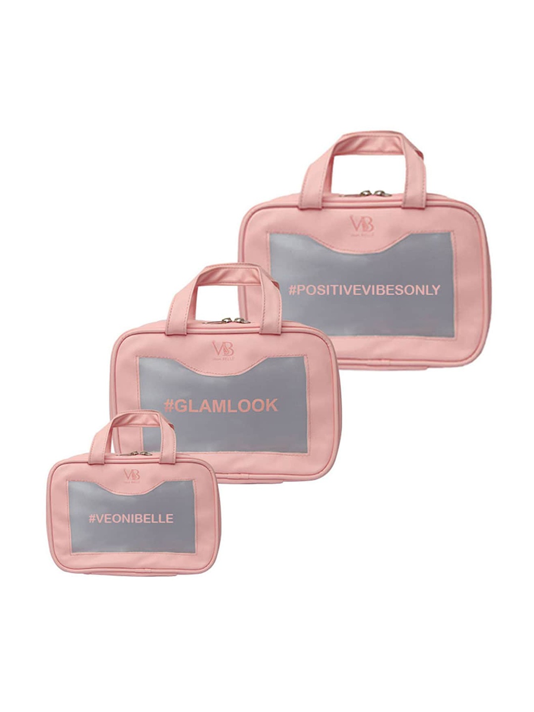 

Veoni BELLE Set Of 3 Printed Durable Makeup Organiser Travel Kit Bag, Pink