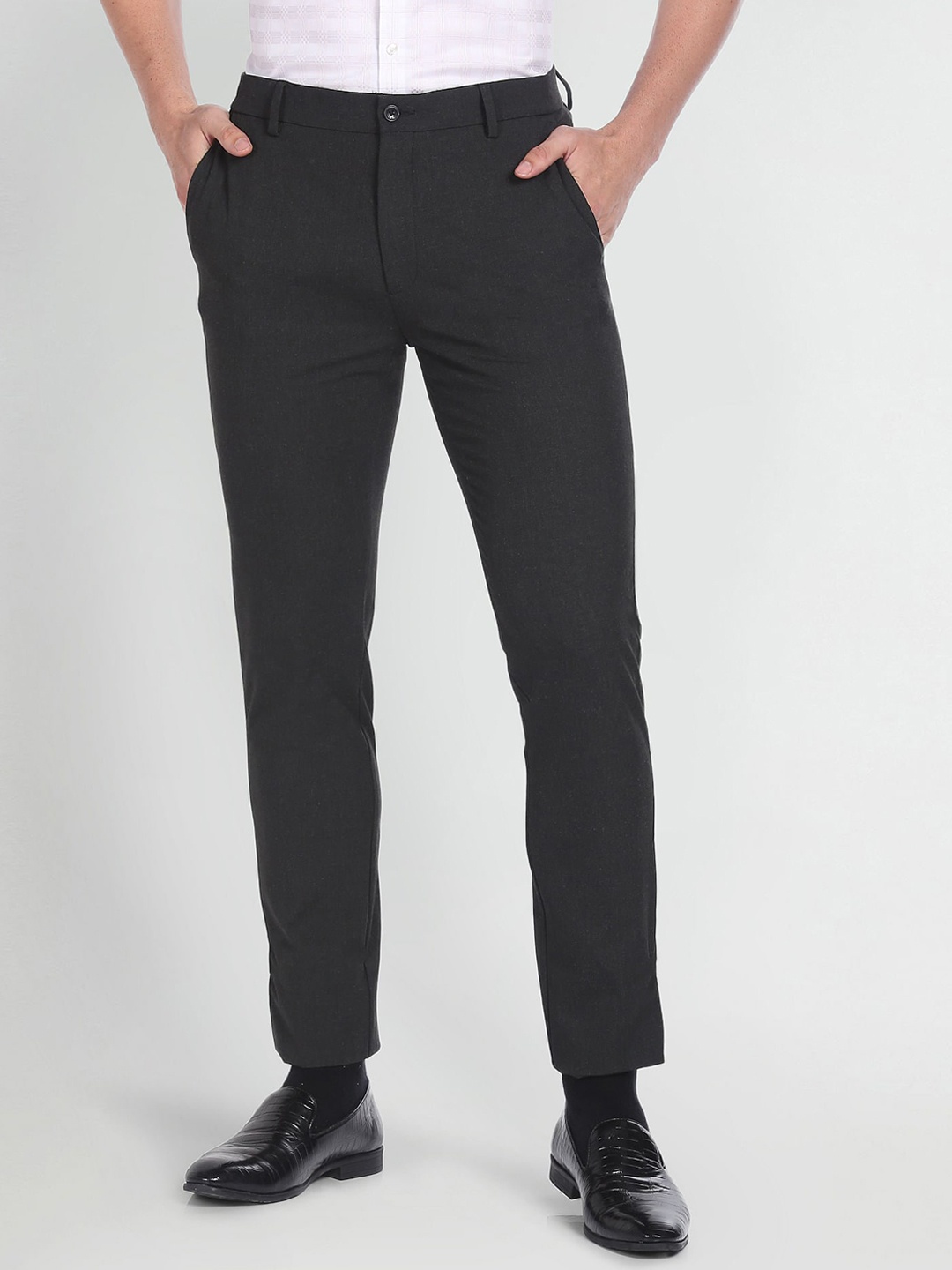 

Arrow New York Slim Fit Mid-Rise Trousers, Grey