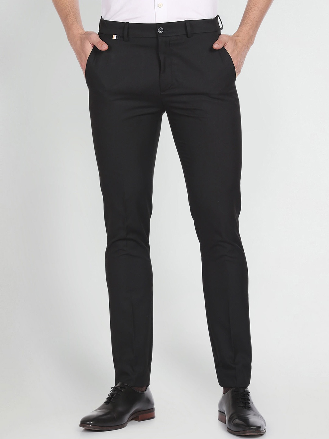 

Arrow New York Slim Fit Mid-Rise Trousers, Black