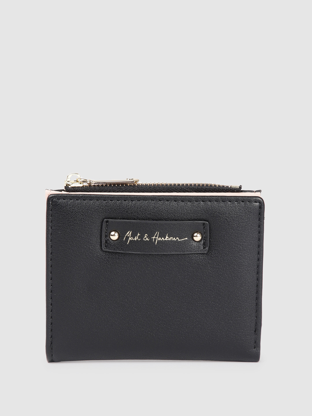 

Mast & Harbour Women Two Fold Wallet, Black