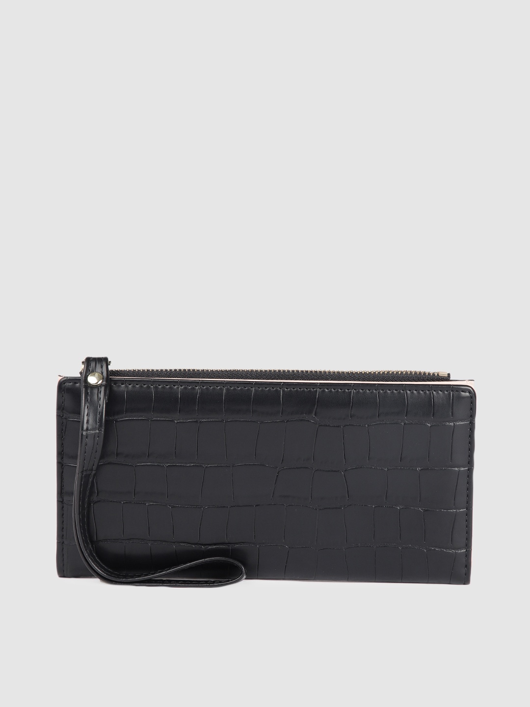 

Mast & Harbour Women Animal Textured Two Fold Wallet, Black