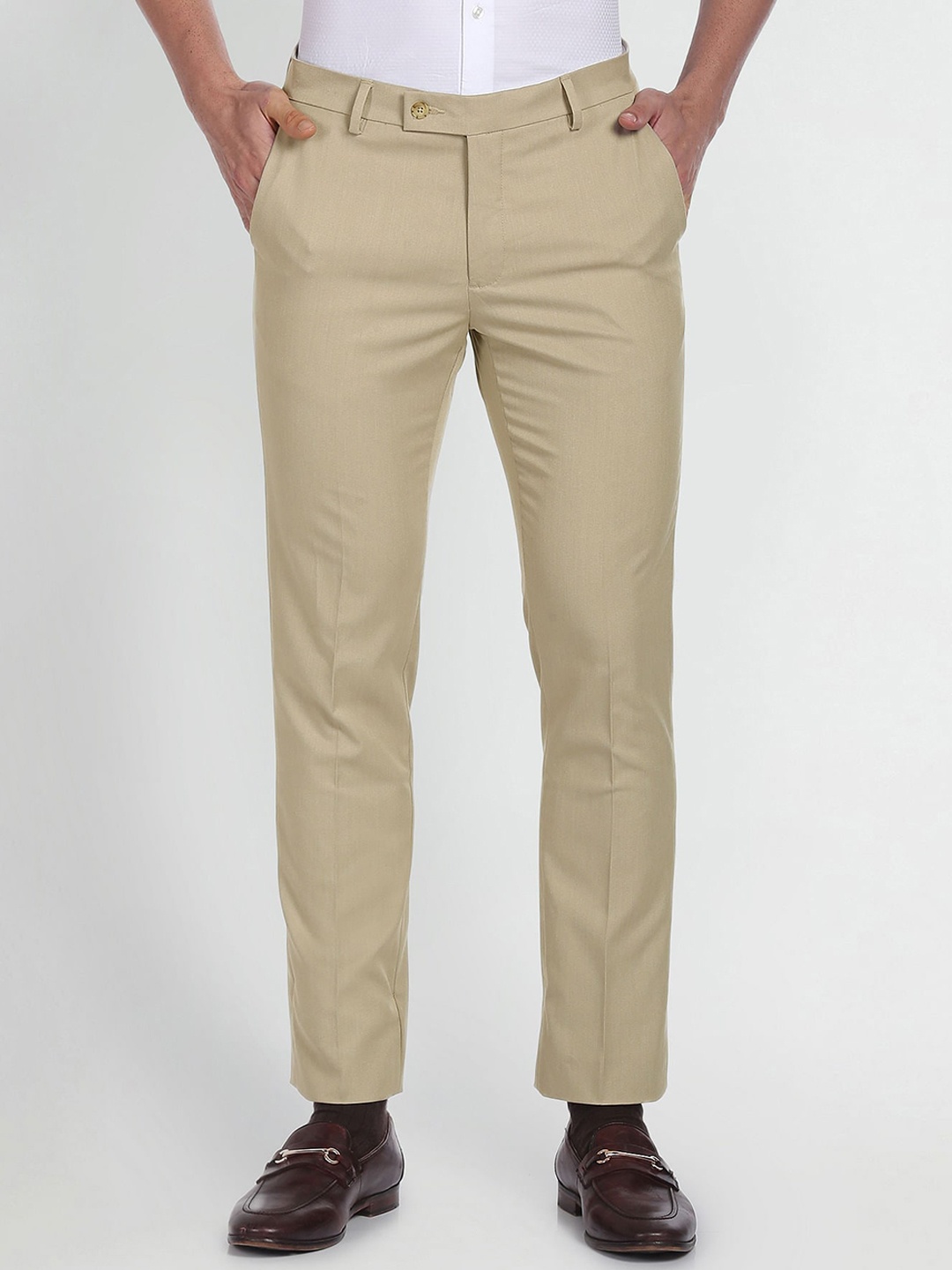 

Arrow Men Mid Rise Formal Trousers, Beige