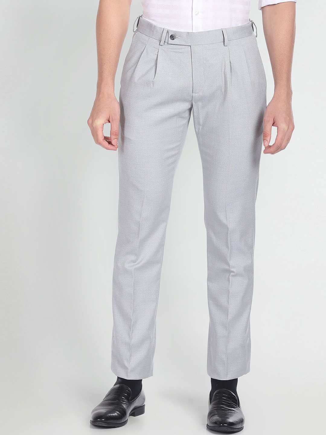 

Arrow Men Patterned Dobby Formal Trousers, Grey