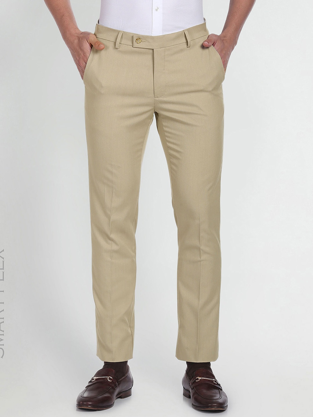 

Arrow Men Mid-Rise Formal Trousers, Beige