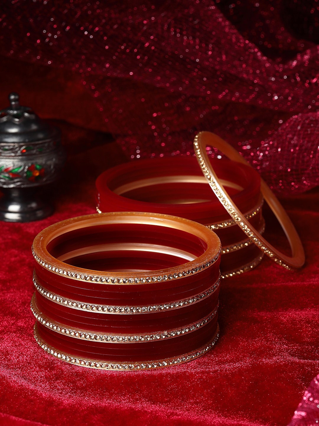 

PANASH Set Of 26 Gold-Plated AD-Studded Bangles